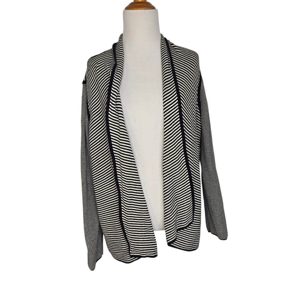 Talbots Woman Plus Striped Open Cardigan Shawl Collar Workwear Office Basics X